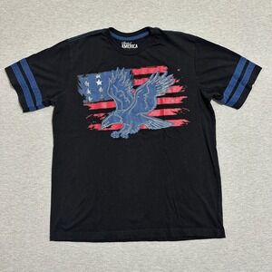 Spirit of America Patriotic Eagle Flag Graphic T-Shirt Black Mens Size Large